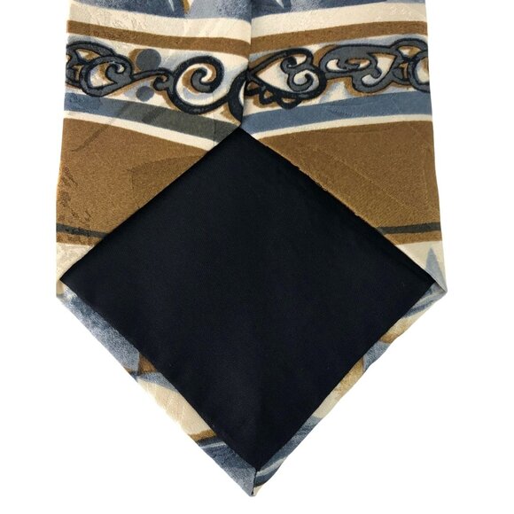 Courthouse Square 100% Silk Mens Geometric Multicolor Tie Necktie Gray Brown - Picture 5 of 7